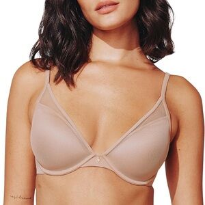 EUC ThirdLove 24/7 Cotton Plunge Bra - size 34 G - pink